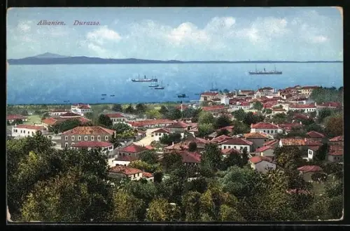 AK Durazzo / Durres, Generalansicht, Dampfer