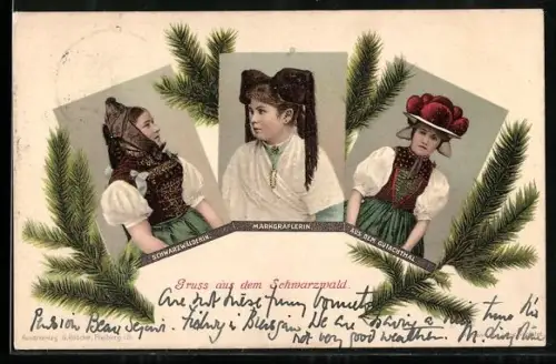 AK Junge Damen in schwarzwälder Trachten