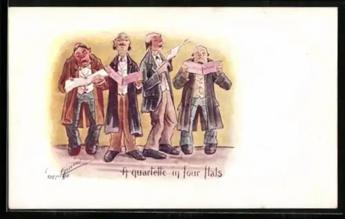 Künstler-AK Cynicus: Quartett mit vier flachen Stimmen