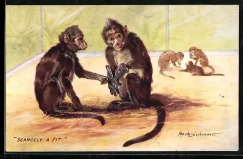 AK Affen probieren einen Handschuh an