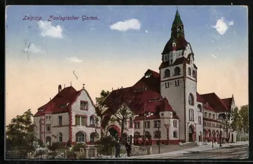 AK Leipzig, Zoologischer Garten, Partie am Haupteingang
