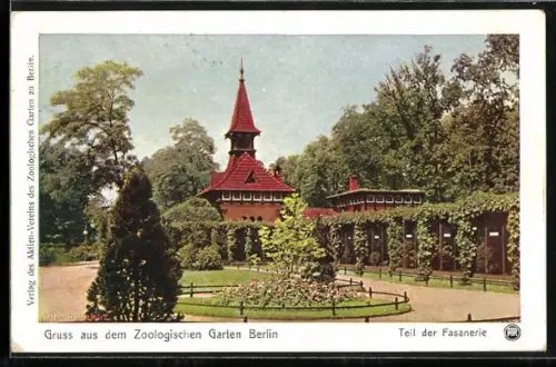 Künstler-AK Berlin, Zoologischer Garten, Teil der Fasanerie