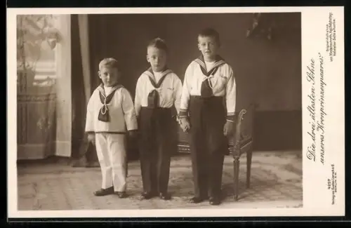 AK Kronprinz Wilhelm von Preussen, Die drei ältesten Söhne unseres Kronprinzenpaares