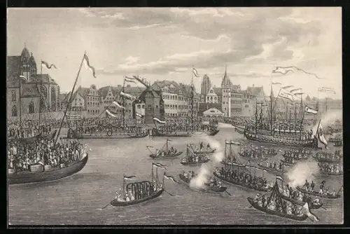 AK Frankfurt a/M, IV. Wettstreit Deutscher Männergesangvereine 1913, Ankunft der Sänger um I. Dt. Sängerfest 1838