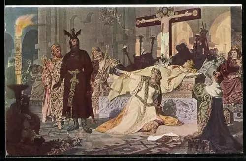 AK Nibelungenm, Chriemhild trauert an der Leiche Siegfried's