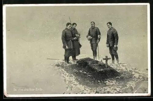 AK Beerdigung eines deutschen Soldaten in russischer Erde