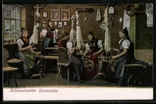 AK Schwarzwälderinnen in der Spinnstube