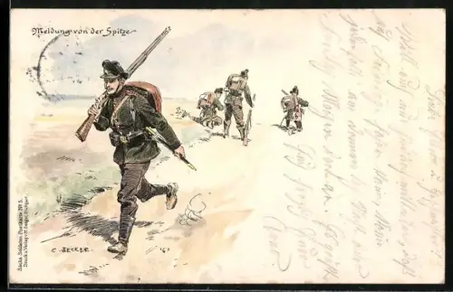 Künstler-AK Carl Becker: Meldung von der Spitze