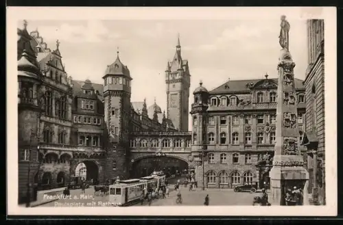 AK Frankfurt a. Main, Paulsplatz mit Strassenbahn