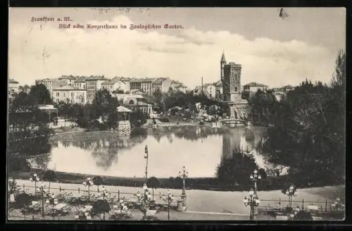 AK Frankfurt, Blick vom Konzerthaus im Zoologischen Garten zum Ort