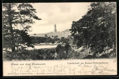 AK Berlin-Grunewald, Landschaft am Kaiser-Wilhelm-Turm