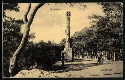 AK Berlin-Grunewald, Schildhorn-Denkmal