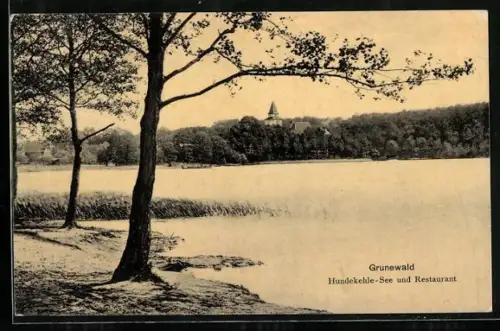 AK Berlin-Grunewald, Uferpartie an der Hundekehle