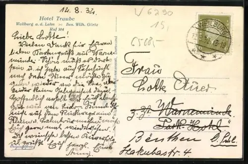 AK Weilburg a. d. Lahn, Schloss mit Lahnbrücke