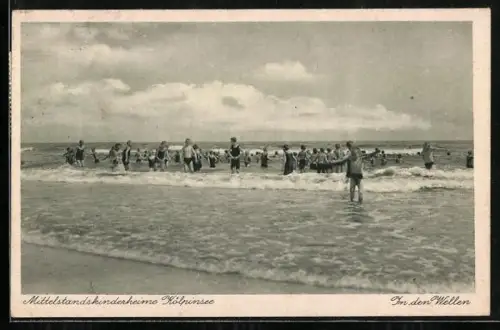 AK Kölpinsee, Mittelstandskinderheim, in den Wellen