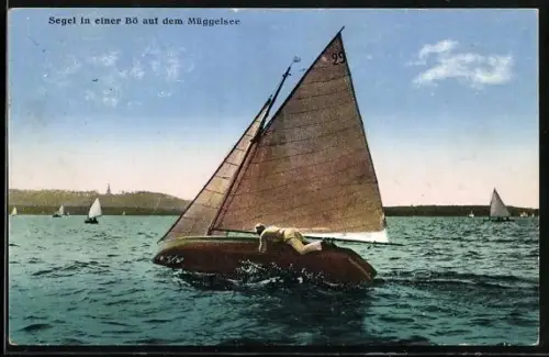 AK Berlin-Köpenick, Segelboot in einer Bö auf dem Müggelsee