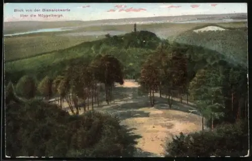 AK Berlin-Köpenick, Blick von der Bismarckwarte über die Müggelberge