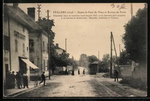 AK Feillens /Ain, Route de Pont-de-Vaux et Bureau de Poste