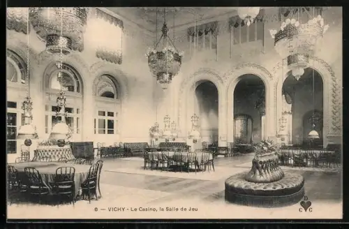 AK Vichy, Le Casino, La Salle de Jeu, Innenansicht des Spielsaals