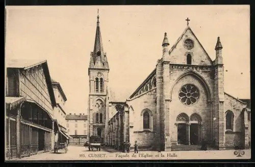 AK Cusset, Facade de l`Eglise et la Halle