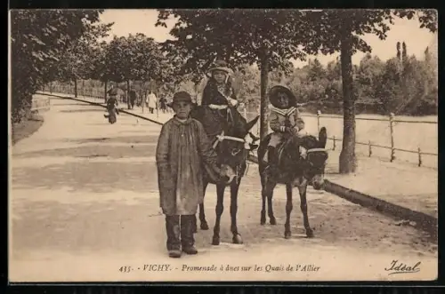 AK Vichy, Promenade à ânes sur les Quais de l`Allier