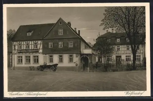 AK Wolfersdorf / Thür., Gasthaus Schüsselgrund, Bes. F. Fiedler