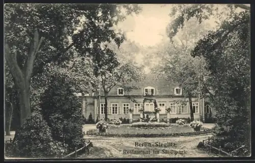 AK Berlin-Steglitz, Restaurant im Stadtpark