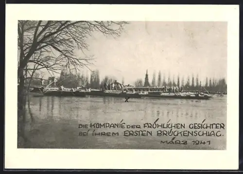 AK Rathenow, Die Kompanie der fröhlichen Gesichter bei ihrem ersten Brückenschlag März 1941