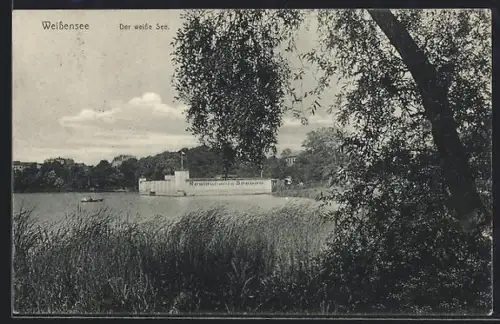 AK Berlin-Weissensee, Am Weissen See mit Badeanstalt