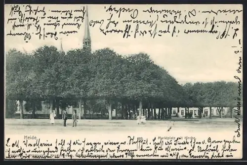 AK Heide / Holstein, Marktplatz mit Kirche