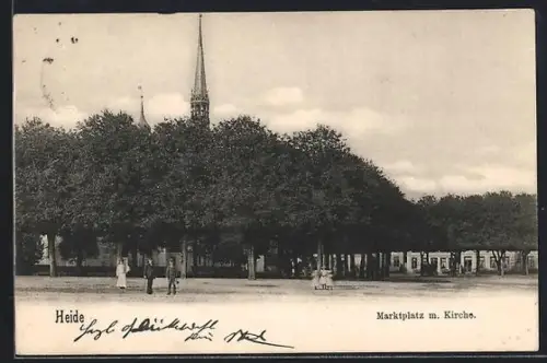 AK Heide / Holstein, Marktplatz mit Kirche