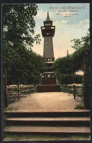 AK Berlin-Köpenick, Müggelturm, Fern-und Ausflugslokal Inh. Rich. Streichhan