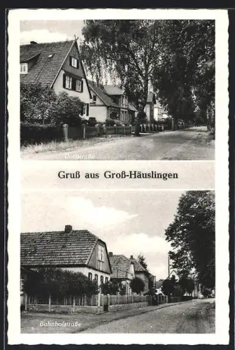 AK Gross-Häuslingen, Dorfstrasse, Bahnhofstrasse