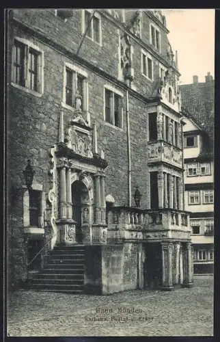 AK Hann. Münden, Rathaus, Portal und Erker