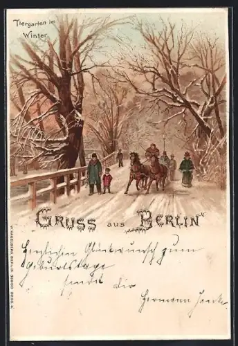 Lithographie Berlin, Tiergarten im Winter