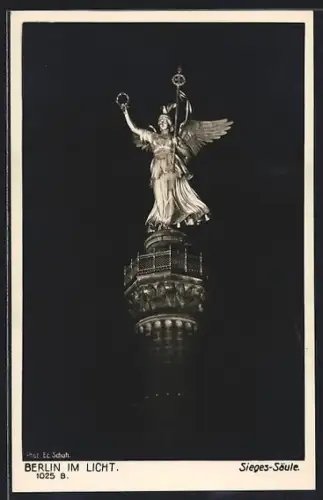 AK Berlin-Tiergarten, Sieges-Säule bei Nacht