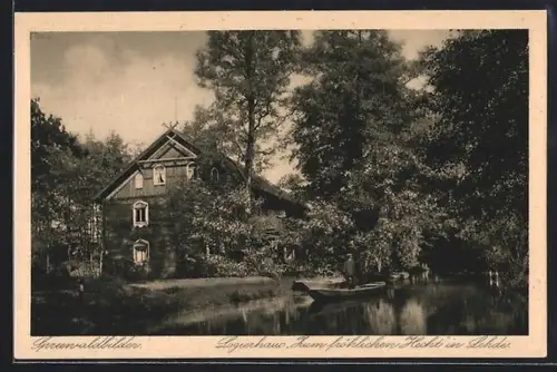 AK Lehde / Spreewald, Gasthaus Zum fröhlichen Hecht, Inh. A. Richter, Lagerhaus