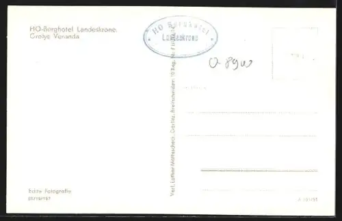 AK Görlitz, HO-Berghotel Landeskrone, grosse Veranda