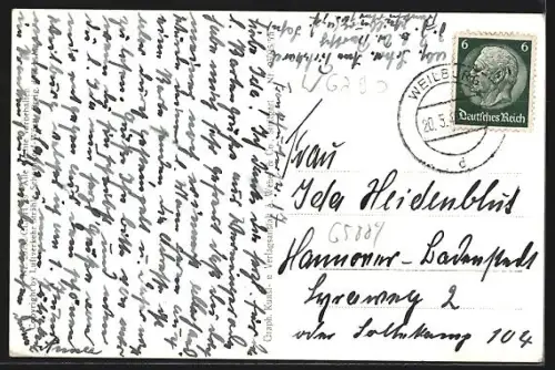 AK Weilburg a. d. Lahn, Ansicht vom Flugzeug aus