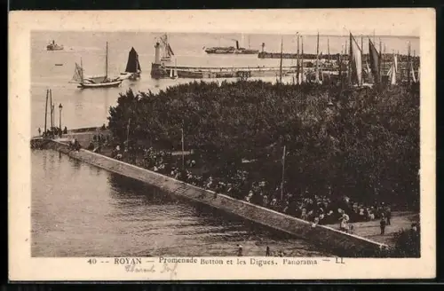 AK Royan, Promenade Botton et les Digues, Panorama