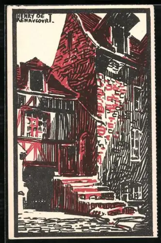 Künstler-AK Louviers /Eure, L`ancienne cour des Templiers