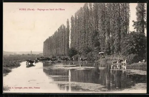 AK Bueil /Eure, Paysage au bord de l`Eure