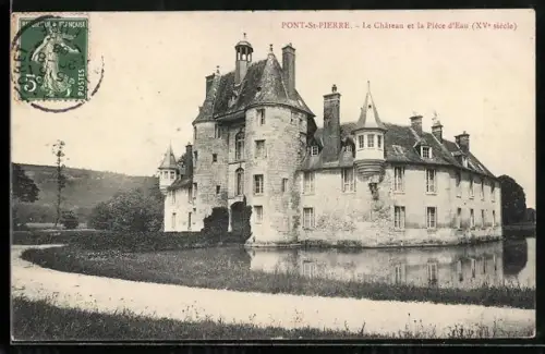 AK Pont-St.-Pierre, Le Cháteau et la Piéce d`Eau