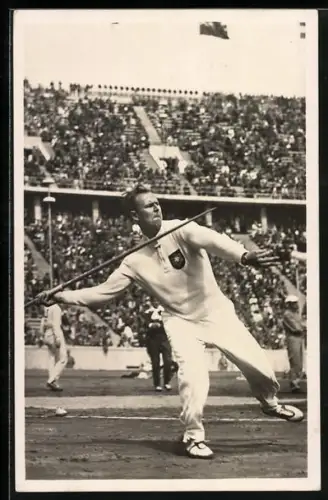 AK Berlin, Olympische Spiele 1936, Stöck, Goldmedaille im Speerwurf