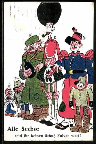 Künstler-AK Walter Trier: Karikatur von alliierten Soldaten