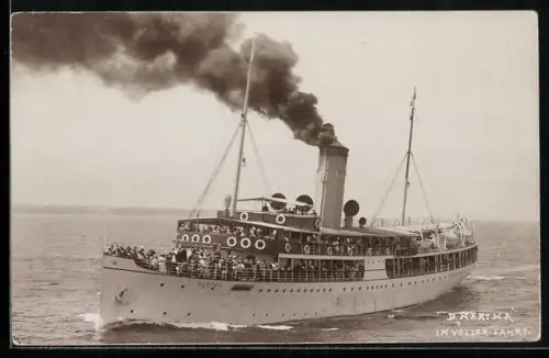 Foto-AK Max Dreblow, Stettin, Passagierschiff Hertha in voller Fahrt