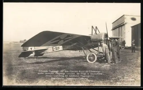 Foto-AK Sanke Nr. 277: Von deutschen Truppen erbeutetes französisches Deperdussin Flugzeug