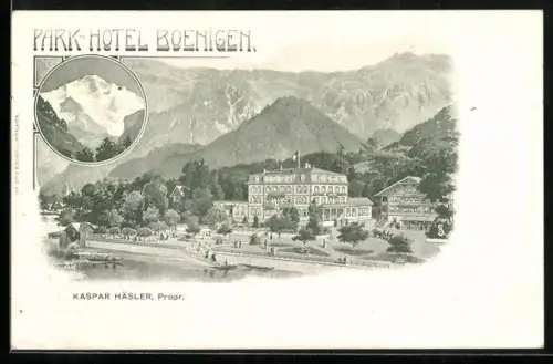 Lithographie Bönigen, Park-Hotel von Kaspar Häsler
