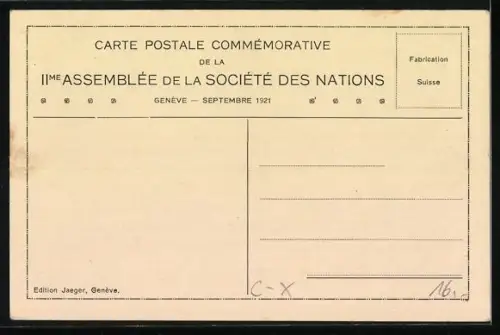 AK Geneve, 2ieme Assemblée generale de la Societe des Nations, 1921, Le Palais des Nations