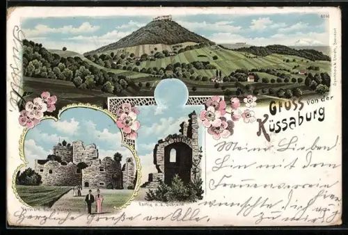 Lithographie Küssaberg, Ruine Küssaburg, Vorwerk, Partie an der Südseite